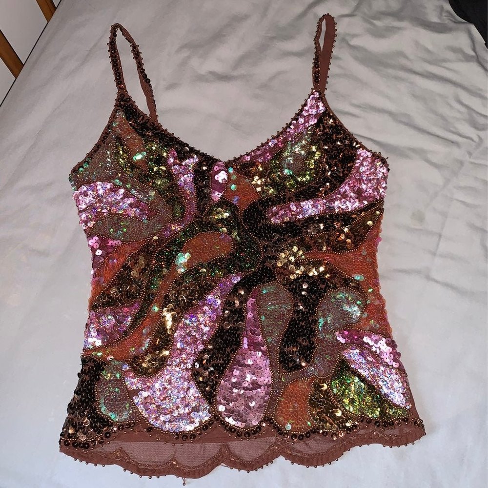 Beaded sequin tank